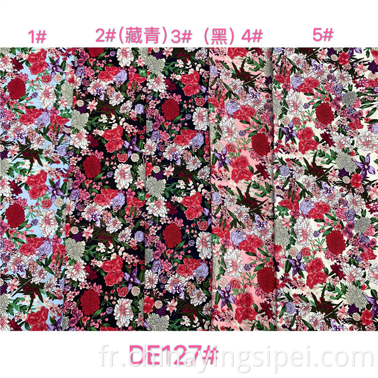 100% Rayon Viscose Printing Stock Lot Tissu Tissu de rayonne imprimée Viscose Floral pour matériaux de robe de vêtements